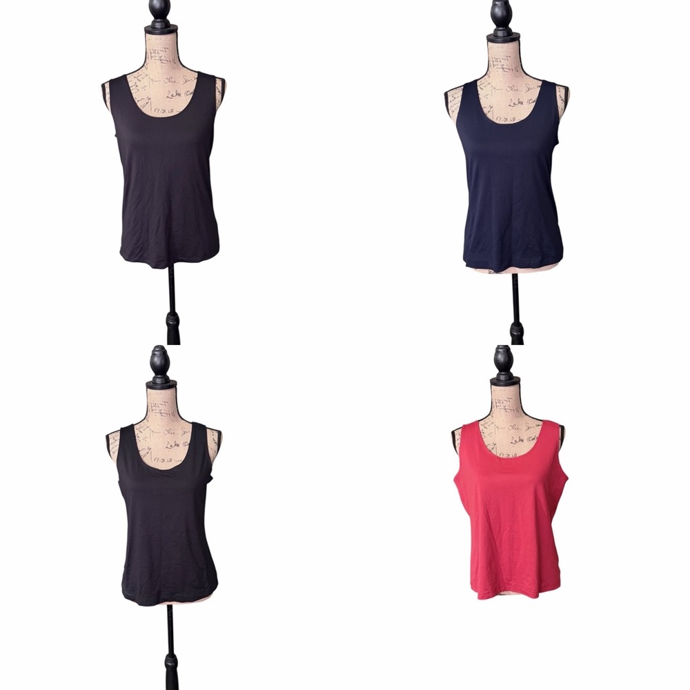 Chico's Bundle of Four Women's Tank Tops - Black, Navy, Red